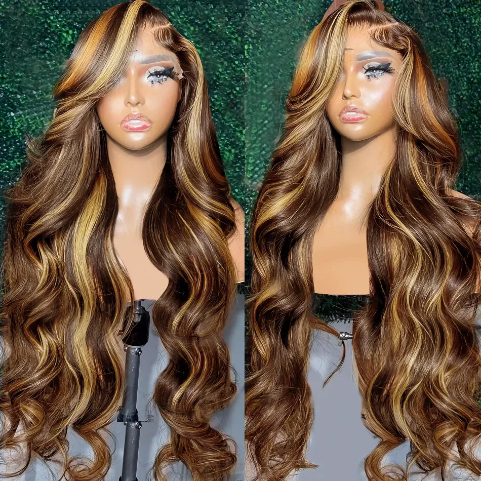 

13x6 HD lace frontal wig human hair 30 40 Inch body wave 4/27 Highlight Ombre Colored wigs 13x4 For Women choice Wavy Cheap Wig