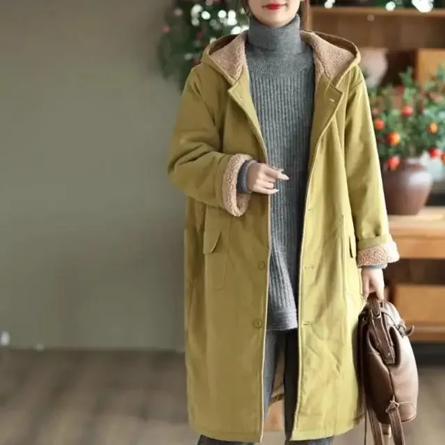 Giacca invernale in piumino di cotone da donna nuova 2025 Felpa con cappuccio per pendolari Abiti da lavoro caldi Giacca antivento