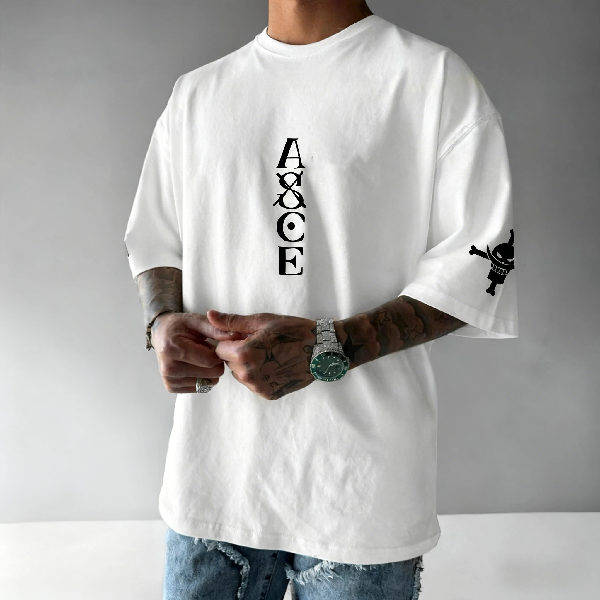 Bandai One Piece Luffy e Zoro Impresso de manga curta 2026 Verão masculino e feminino solto, respirável e esportivo moda camiseta