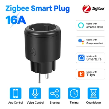Zigbee Smart Plug EU Standard 16A 20A Socket Hub Required Energy Monitor Works With Alexa