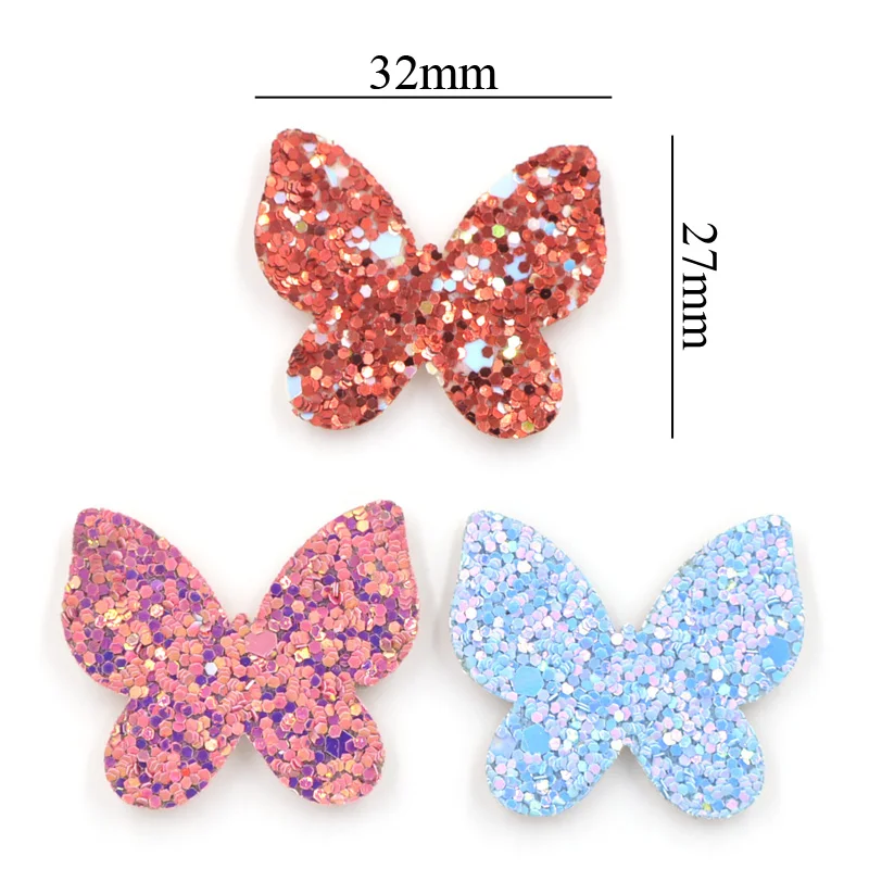 16Pcs Bling Paillette Fabric Padded Appliques Glitter Butterfly Patches for Craft Clothes DIY Hair Bow Decor Akcesoria