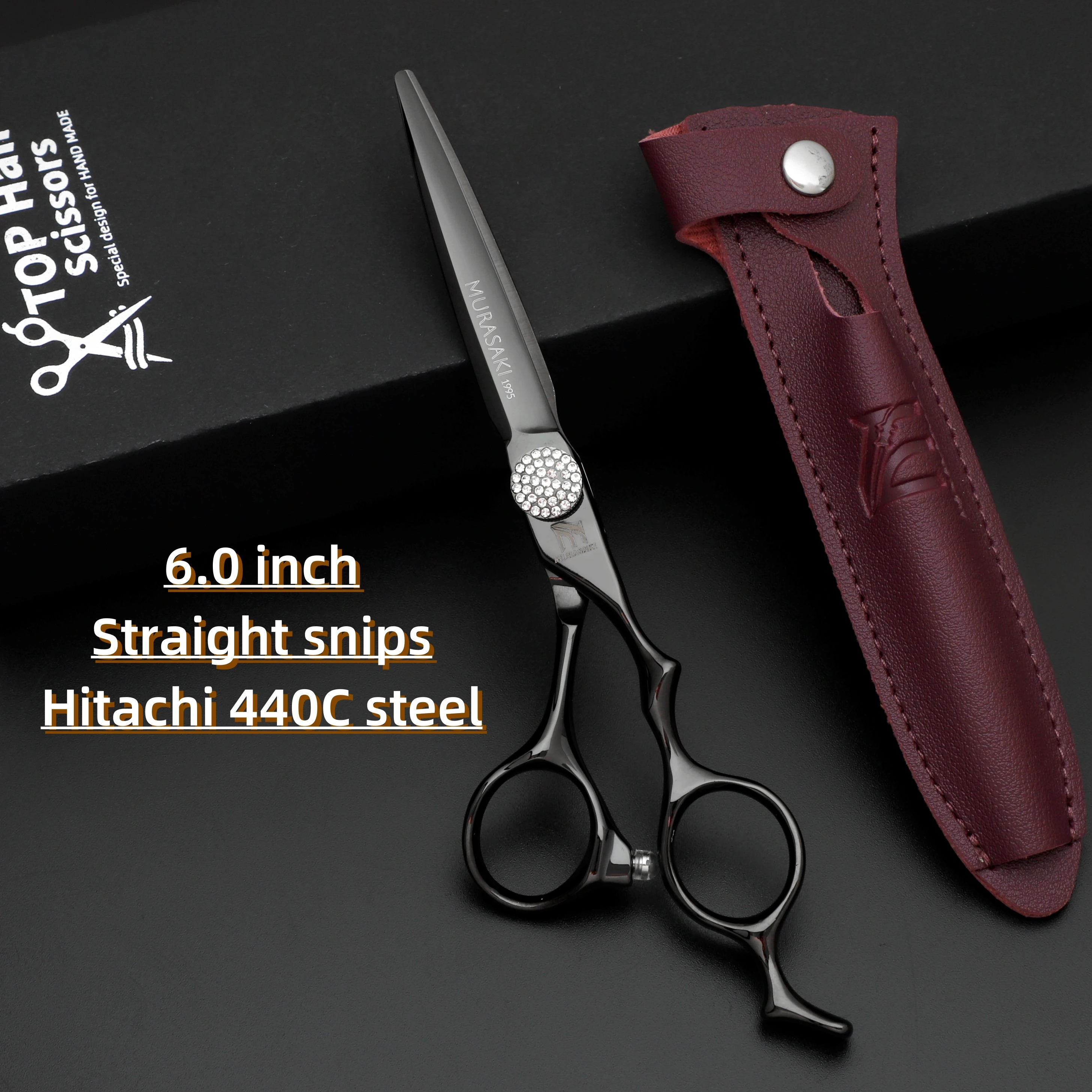 

MURASAKI 6.0 inch Hair Cutting Scissors，Hitachi 440C steel Professional Texturizing Shears，Ergonomic Thinning Shears for Barbers
