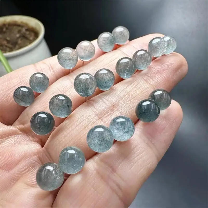 

S925 Natural Rabbit Hair Quartz Sphere earrings Fashion Elegance Jewelry Birthday Crystal Women Mature Charm Gift