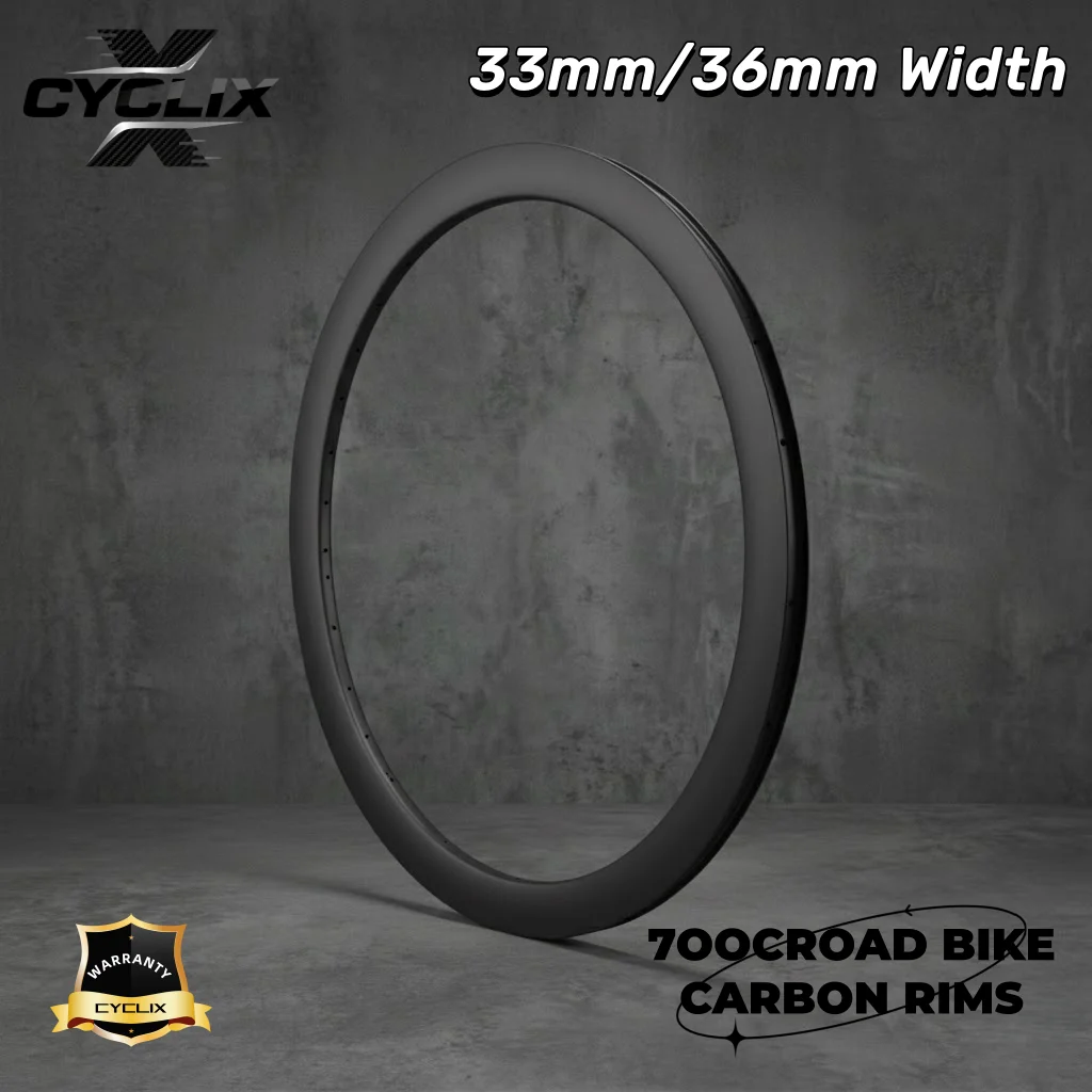 

CYCLIX Карбоновый обод для шоссейного велосипеда, ширина 33 мм/36 мм, глубина 35/40/45 мм, гравийный велосипедный диск, бескамерное клинчерное колесо, крючок без крючка, асимметрия