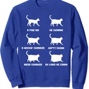 Polarshe Grappige Katten Meme Chonk Cat Chart Dier Cadeau Unisex Ronde Hals Sweatshirt