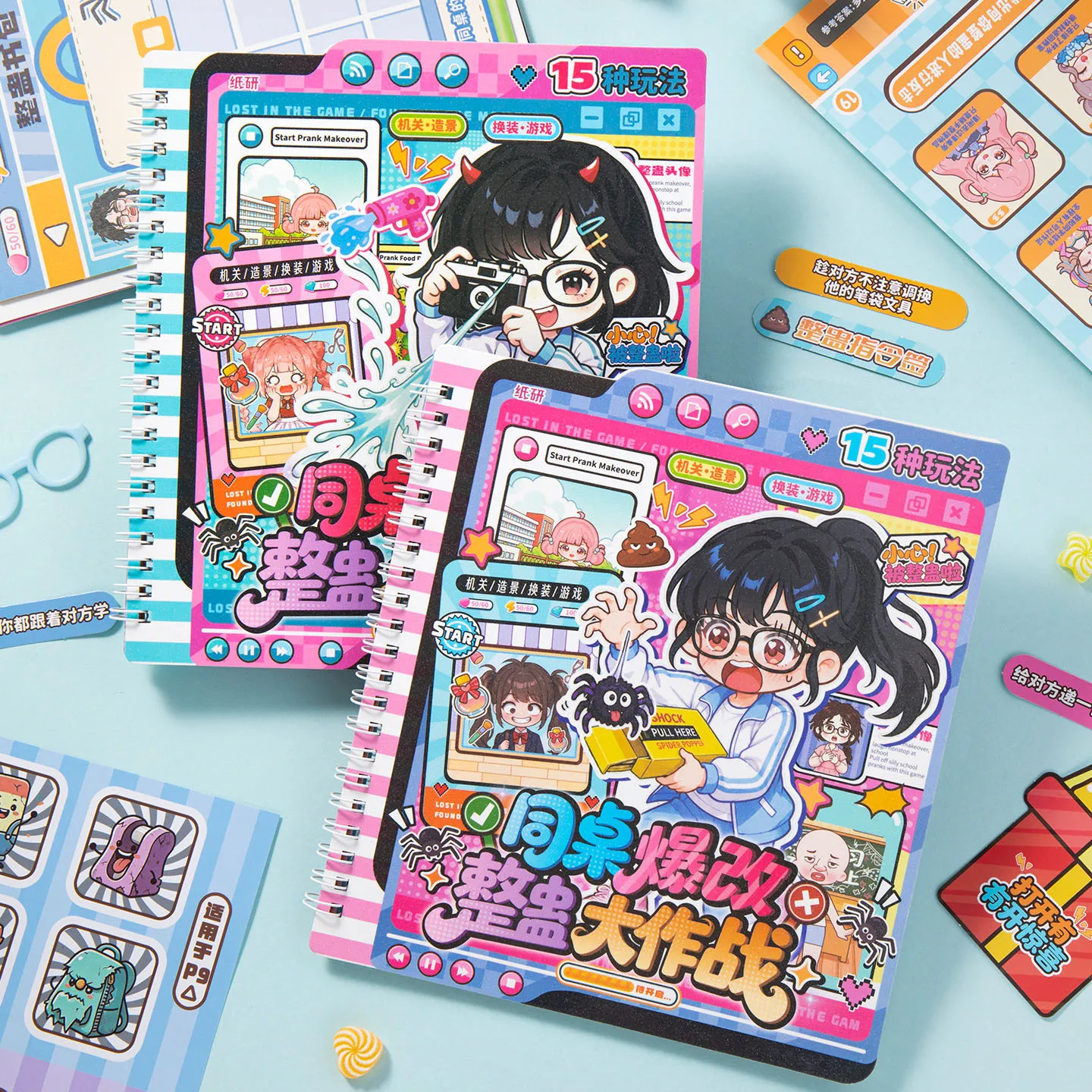 JCAC 18pcs/bag Kawaii Prank Dress-Up Quiet Book with Tweezers, Interactive DIY Collage Stickers, Fun Stress Relief Game