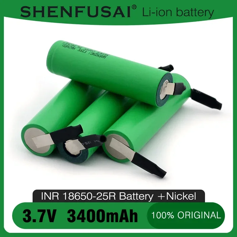 

18650 3.7V 3AH 3400mAh 25R lithium-ion rechargeable battery high-power discharge 25A high current DIY nickel sheet