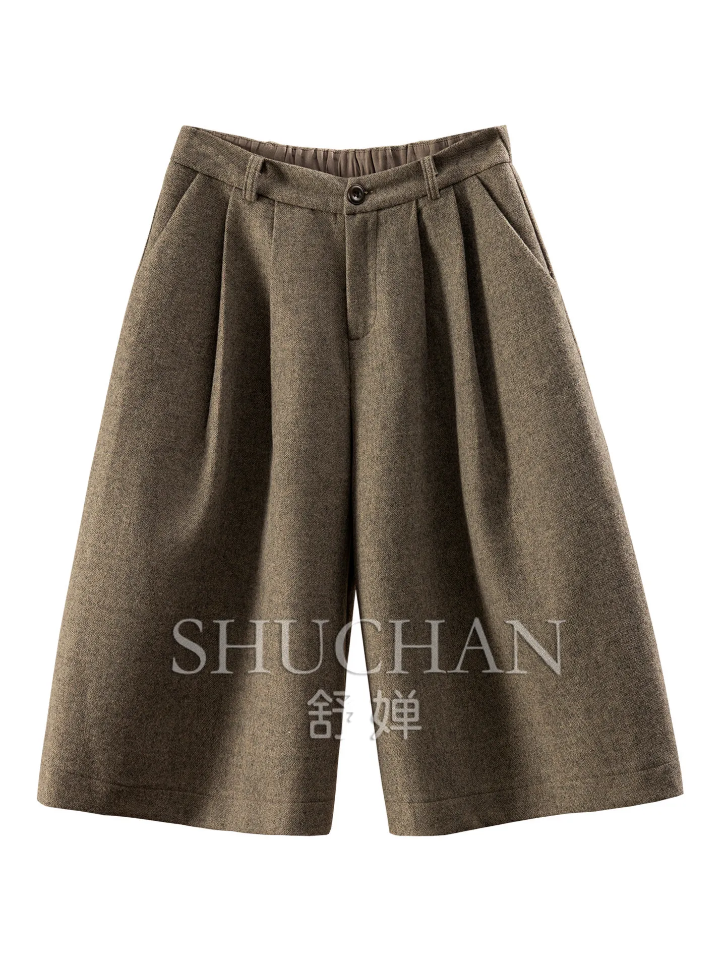 Short Boots Pants High-quality Wool Medieval Texture Wool Cropped Pants Women's E358 Streetwear Women