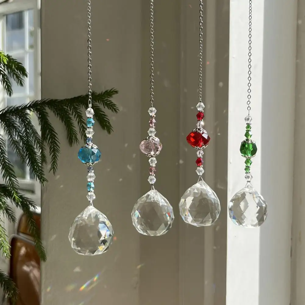 Ball Pendant Waterproof Garden Light Ball Suncatcher with Solar Led Light Colorful Rainbow Prism Pendant Waterproof for Garden