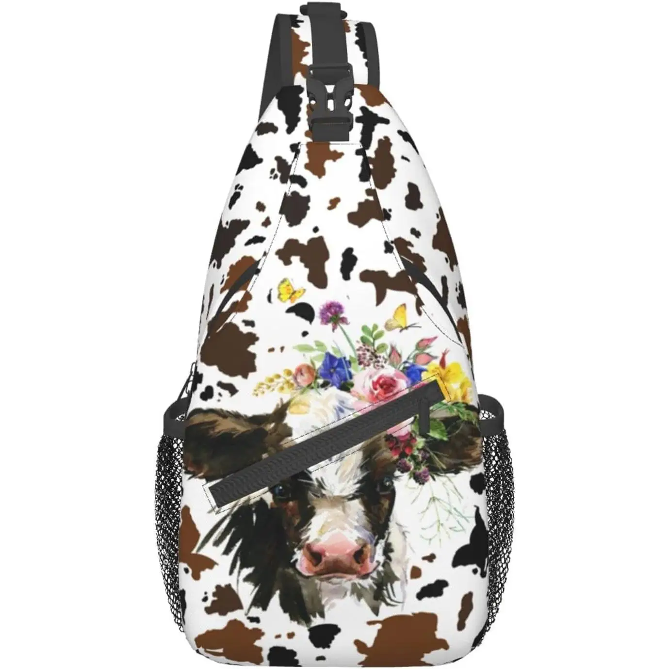 

Сумка на ремне с коровьим принтом, рюкзак через плечо, походный дорожный рюкзак, нагрудная сумка, легкая сумка на плечо для женщин и мужчин