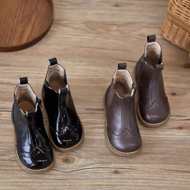 Children's Quality Boots New Retro Leather Boots British Style Autumn and Winter Small Leather Boots Kids Boutique Shoes