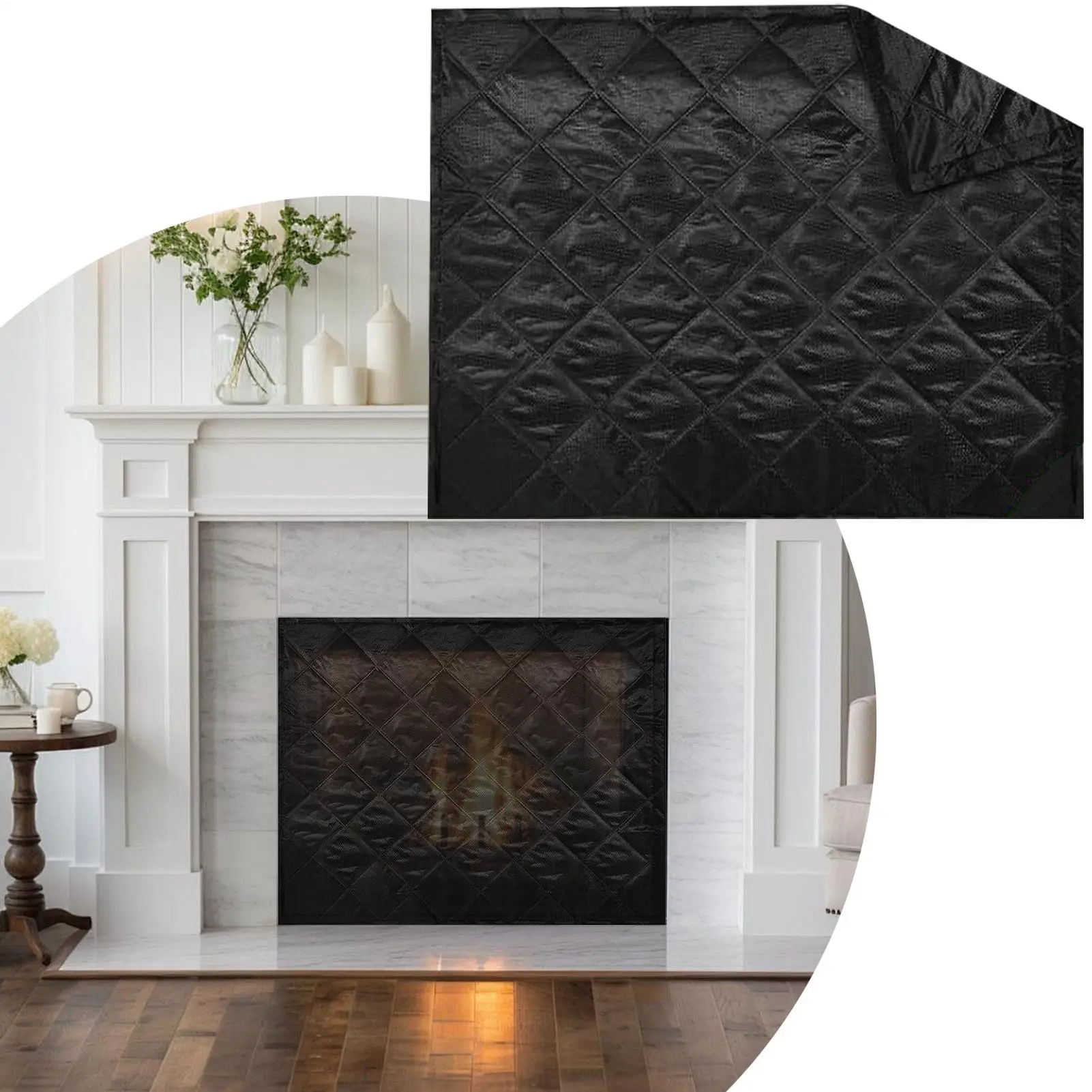 Fireplace Cover Magnetic Heat Loss Prevention Blanket Heat Loss Blocking Blanket for Christmas Winter Summer Living Room Bedroom