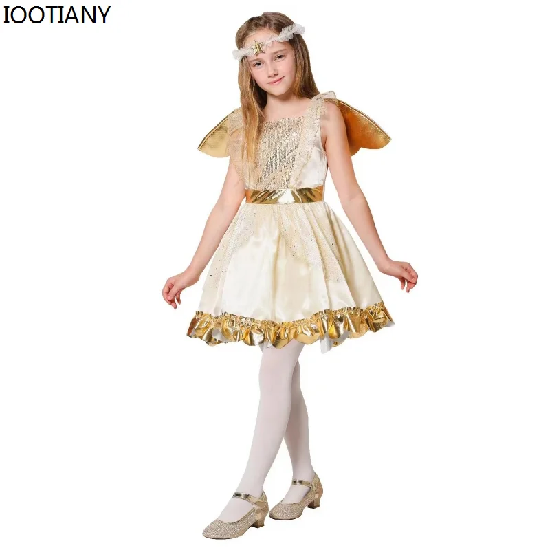 

Kids Athena Princess Queen Cosplay Costumes Halloween Girl Greek Goddess Angel Play Outfit Carnival Party Stage Showing Dress Up