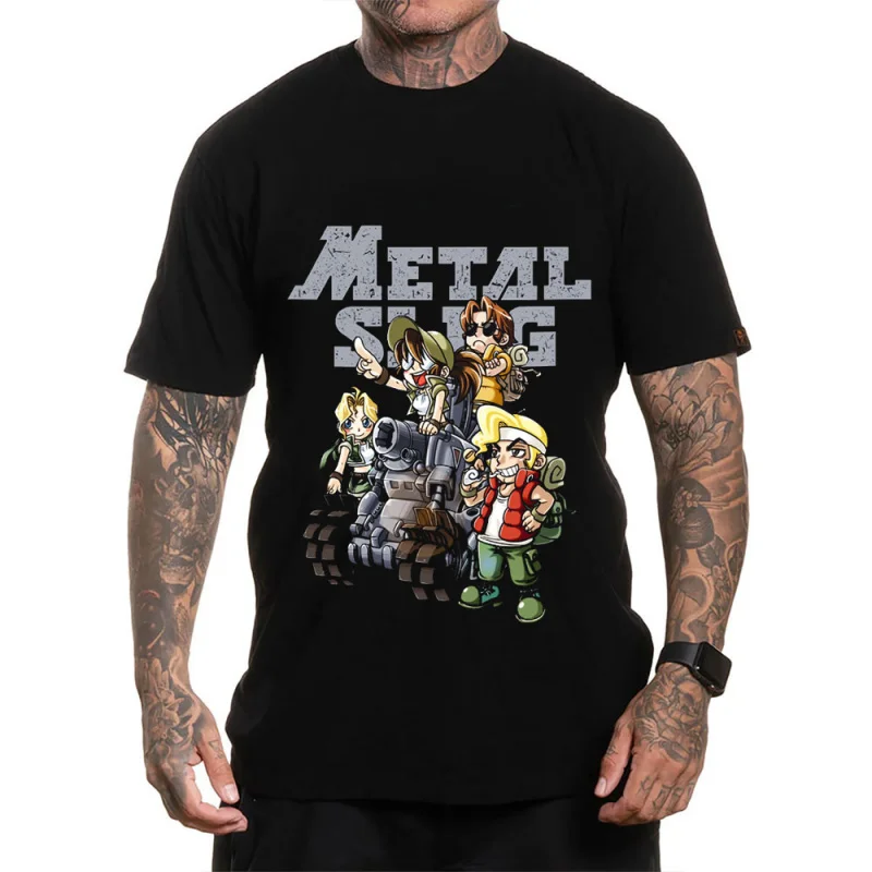 

run and gun Metal Slug Heavy Machine Arcade Gift T shirt Full Army Shooting War Game Graphic clothes All size Tops cartoon Tee