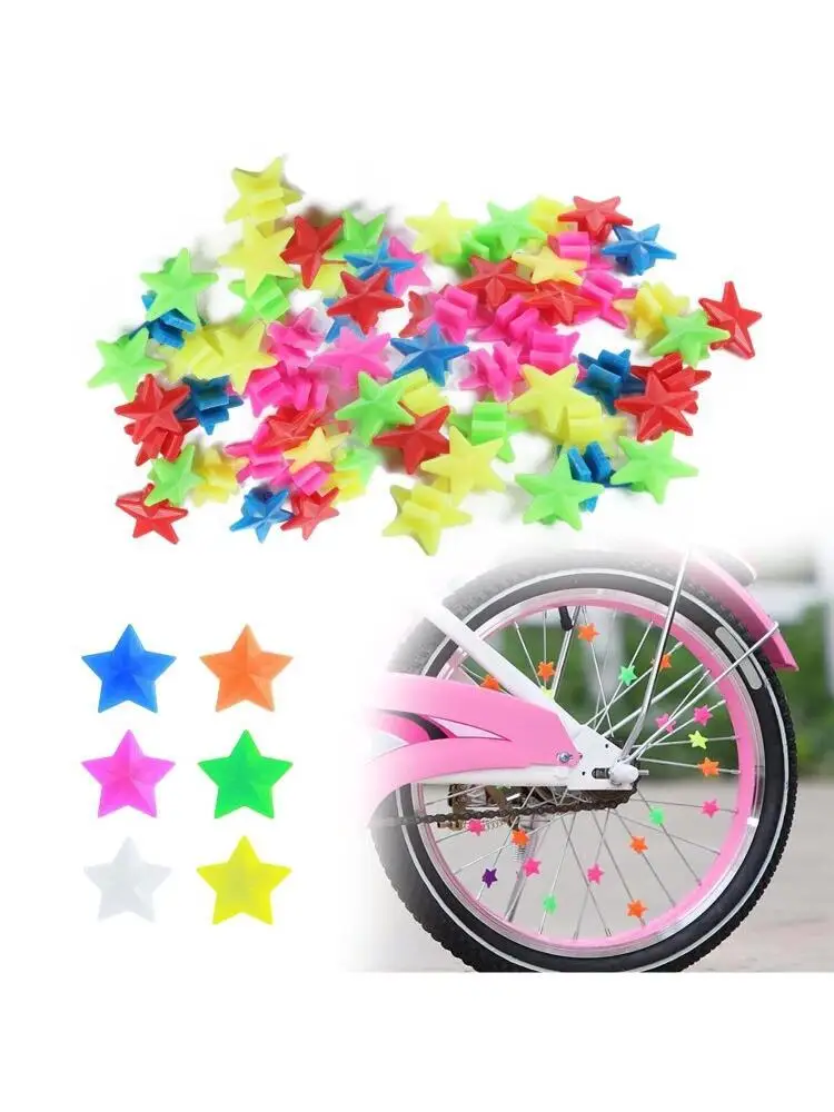 AliExpress NONE Colorful Star Bike Wheel Spokes Beads, Plastic Bicycle Wheel Decorations, Kids Bike Accessories for All Bicycles
