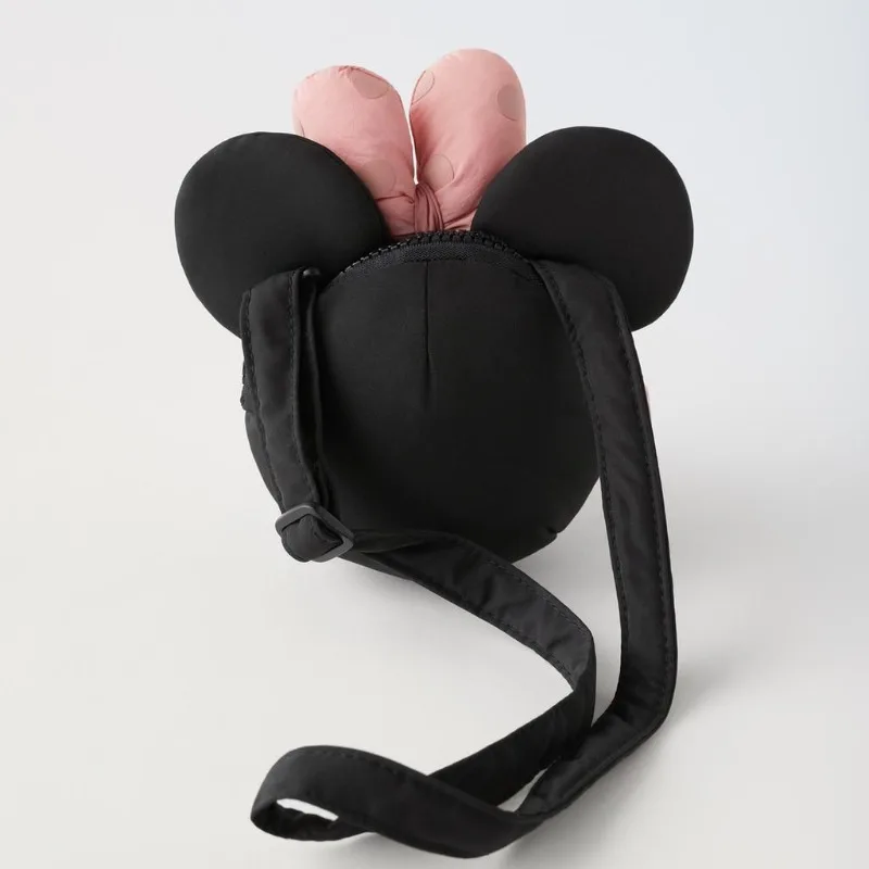 Mini sac à bandoulière rose Minnie à pois pour filles, bretelles initiées réglables, articles à la mode et polyvalents, changement de nœud mignon,