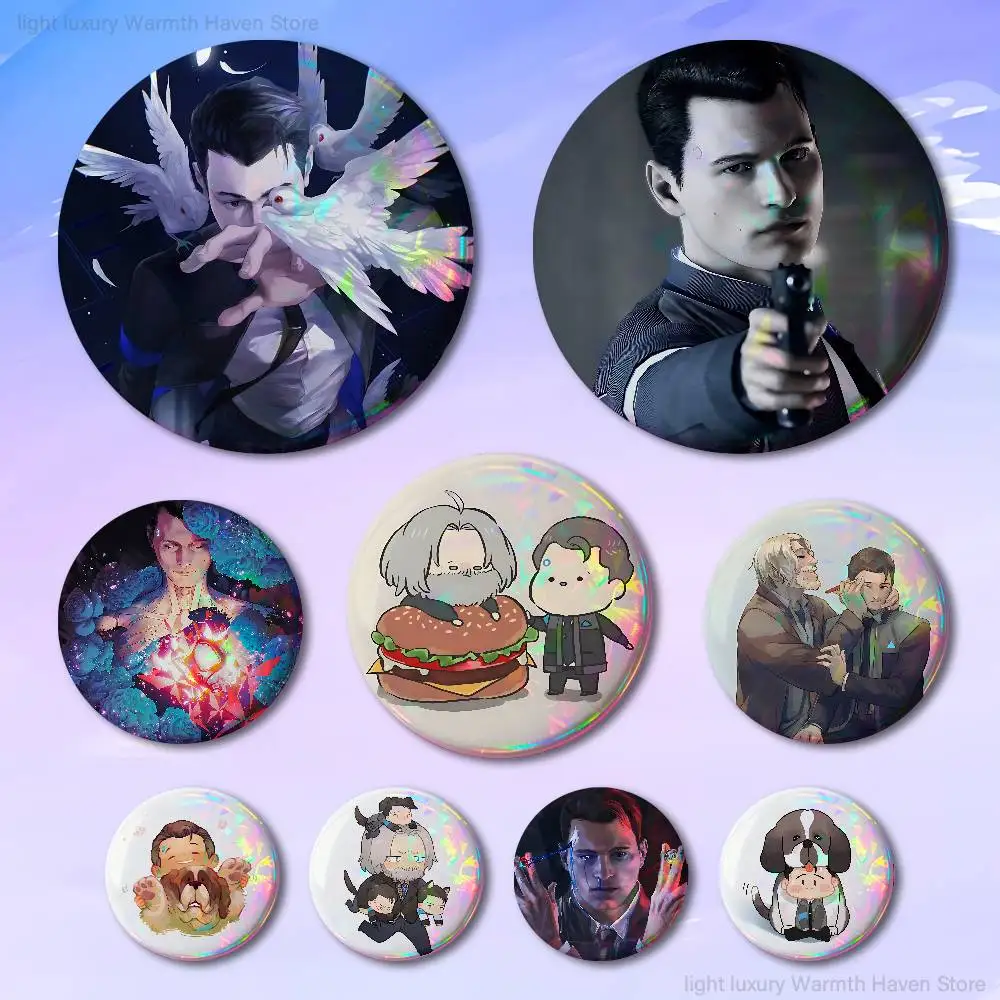 

Game D-Detroit Become Human Enamel Pin Tinplate Round Brooch Cosplay Nijigen Otaku Culture Badges 58mm 44mm 32mm 75mm 25mm