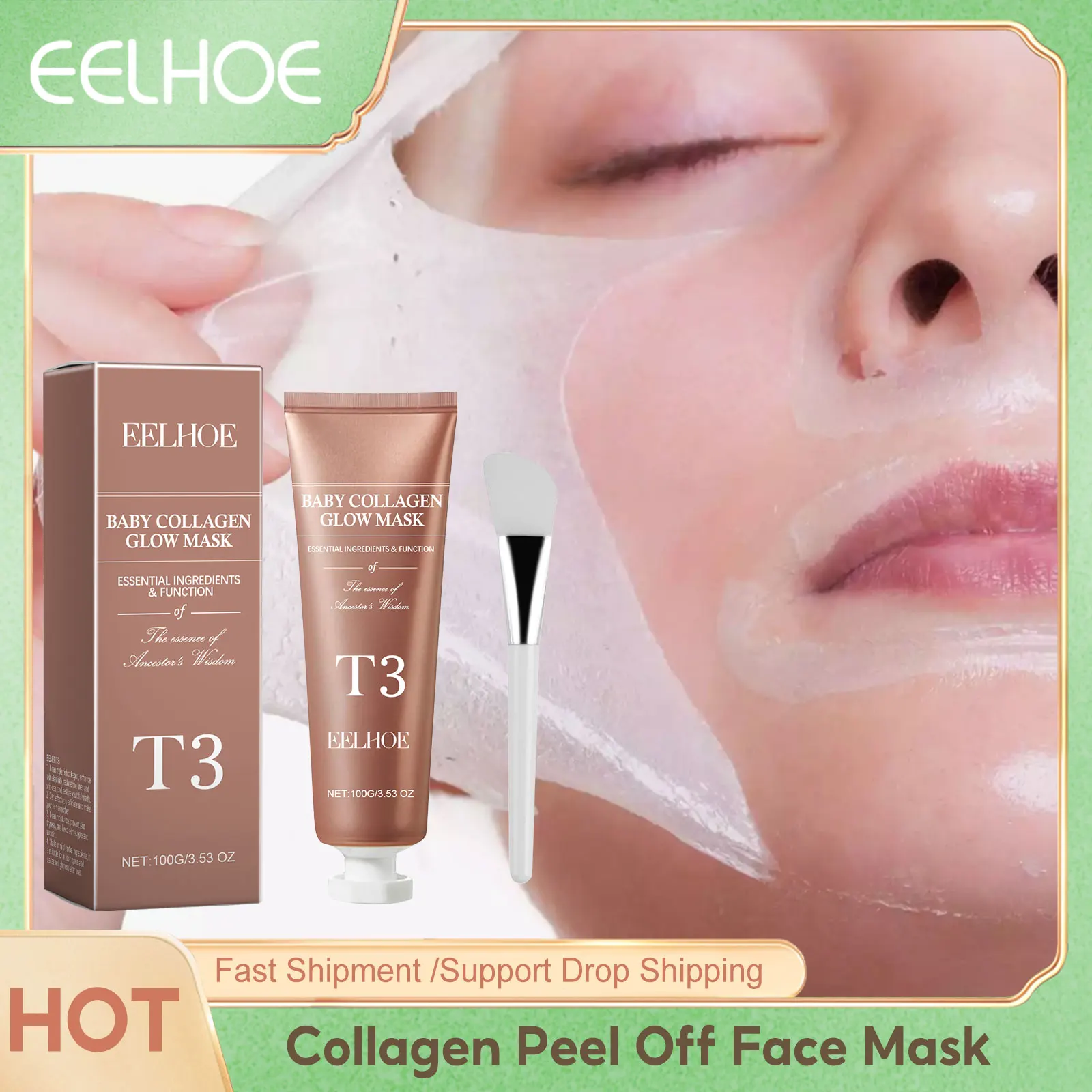 Collagen Tearing Mask for Tender Skin Deep Moisturizing Nourishing Skin Rejevenation Oil Control Overnight Peel off Facial Mask