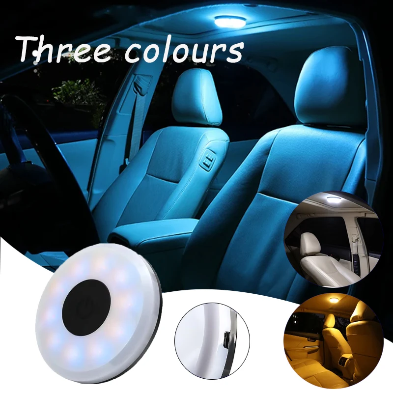 

Interior Lighting Reading Light USB Rechargeable Magnetic LED Bulb Auto Roof Night Light Three Lights Car Accessories