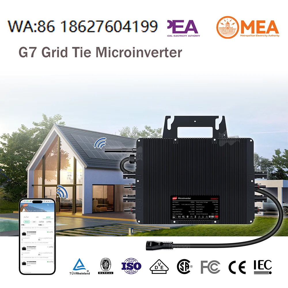 CE FCC ROHS Certified 2000W 4MPPT Micro Inverter IP67 Gluing Shell WIFI Control For Hotel Home Grid Solar System