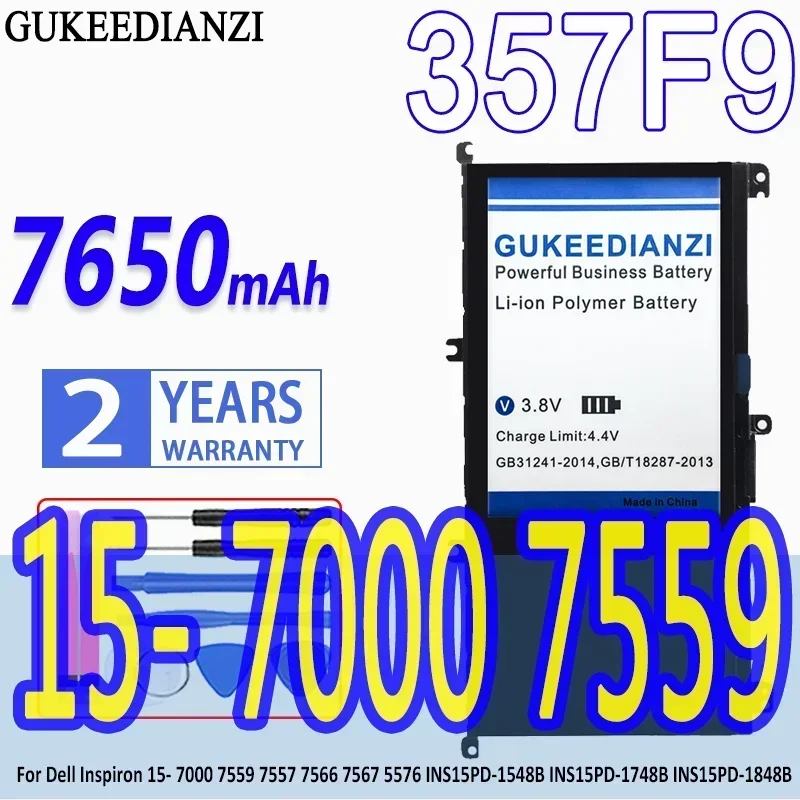 GUKEEDIANZI Battery 357F9 7650mAh For Dell Inspiron 15- 7000 7559 7557 7566 7567 5576 INS15PD-1548B INS15PD-1748B INS15PD-1848B