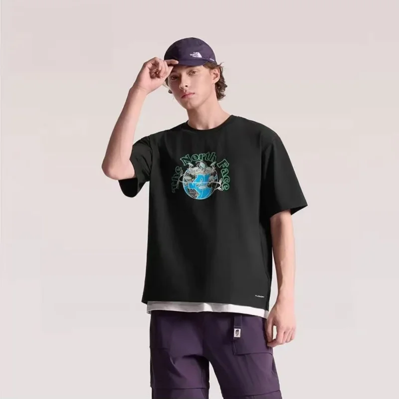 THE NORTH FACE Cotton Sunflower Earth Graphic Print Outdoor Casual Loose Breathable Short Sleeve T Shirt Unisex Summer