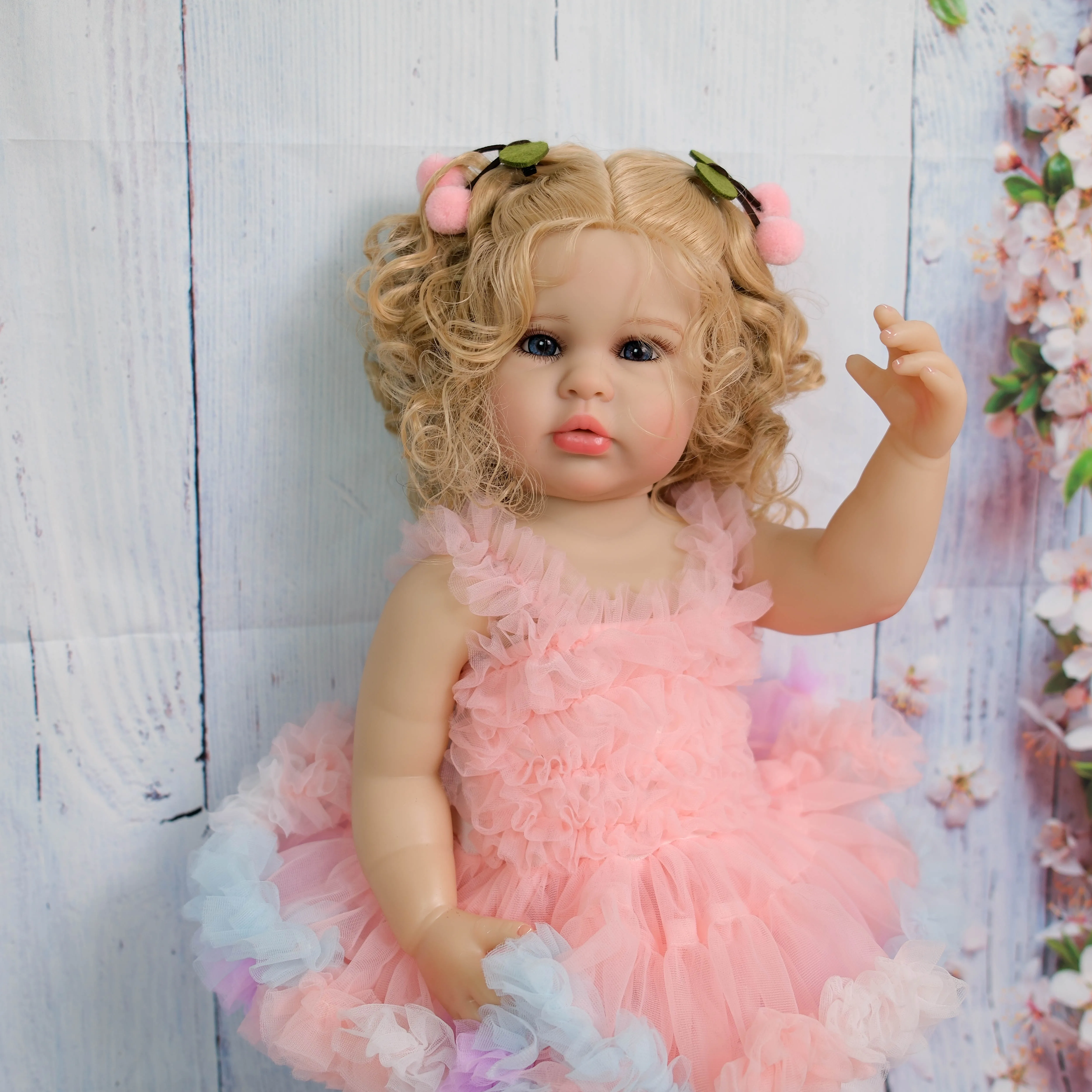 NPK 22'' High Quantity Full Body Vinyl Standing Legs Reborn Ellie with 3D Skin Lifelike Real Baby Hand Root Hair Newbron  Dolls