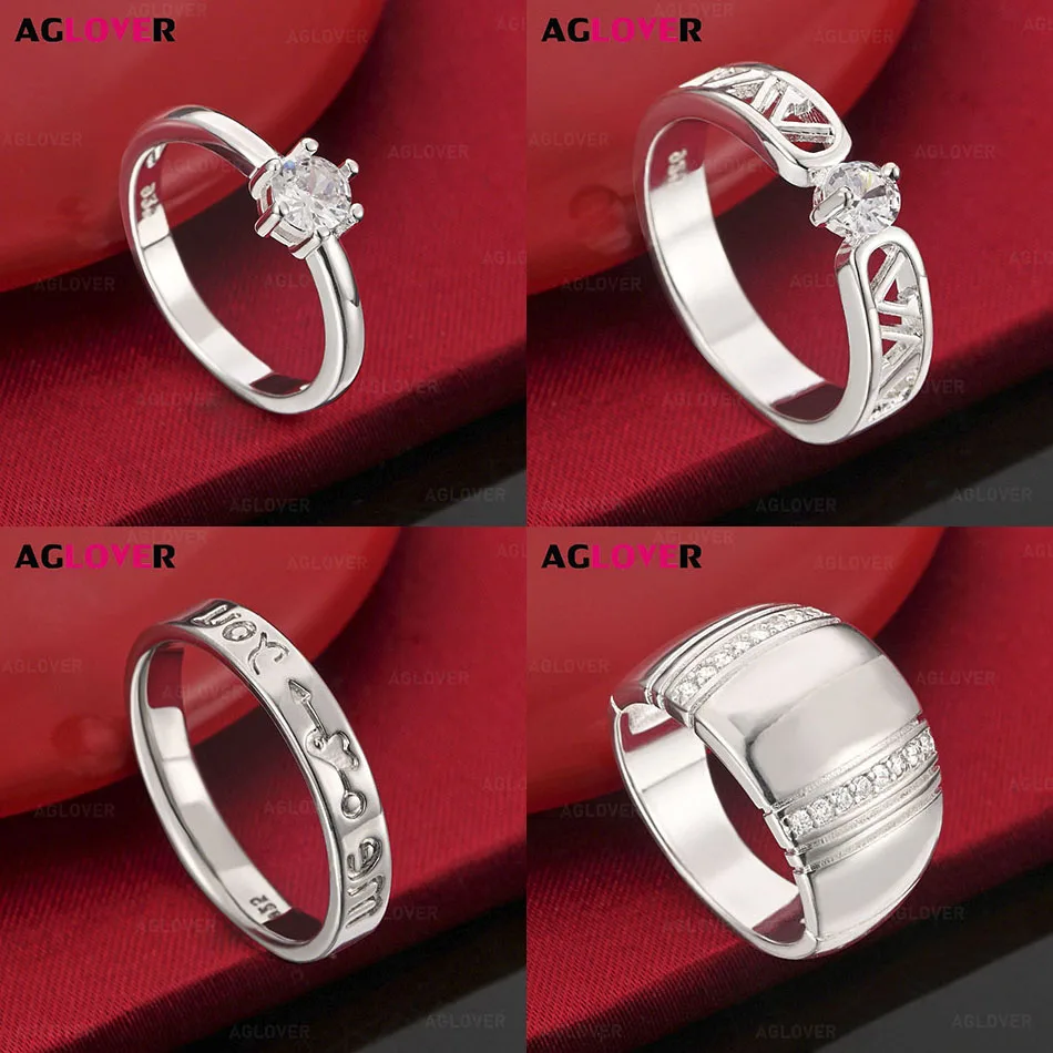 

AGLOVER 925 Sterling Silver 7-10# Hollow Zirconia Ring Charm Ring Women's Party Engagement Jewelry