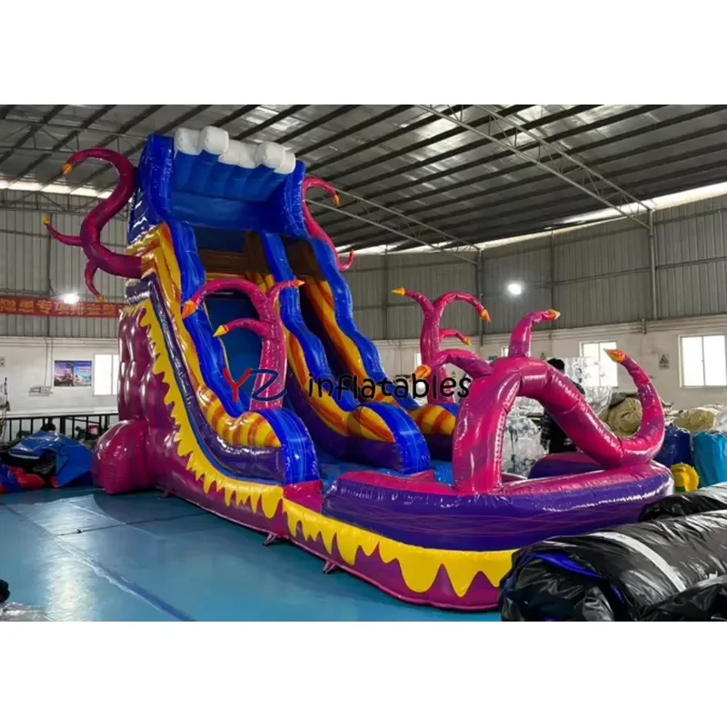 Inflatable Slide Combo Commercial School Rainbow Octopus PVC Water Slide Kids Outdoor Bounce Playground Trendy Summer Fun