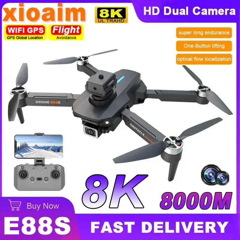 Cámara Dual profesional HD para Dron Xiaomi E88S, 8K, 5G, WIFI, gran angular, localización de flujo óptico, evitación de obstáculos, Quadcopter