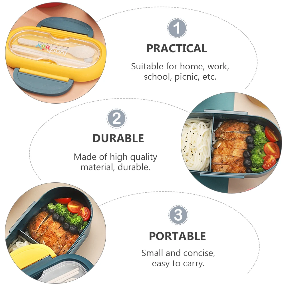 

1 Set Plastic Bento Portable Food Container Box Safe Lightweight For School Office Picnic Lunch Camping Outdoor Bento