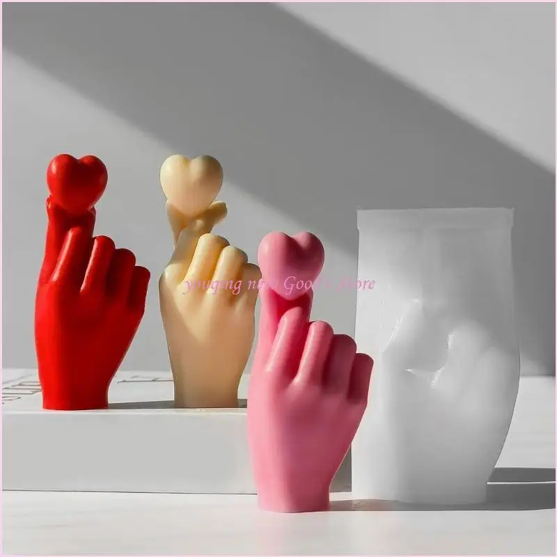 57QA Heart Silicone Mold For DIY Crafts DIY Silicone Decoration Mold for Heart Finger Shaped and Chocolates