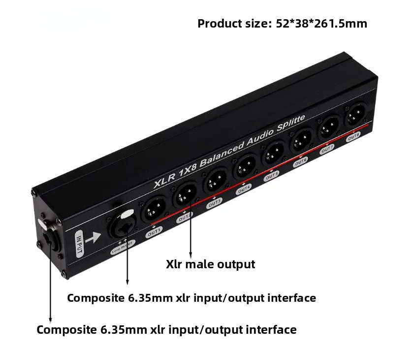 XLR 1-in-8-out Balanced Audio Splitter