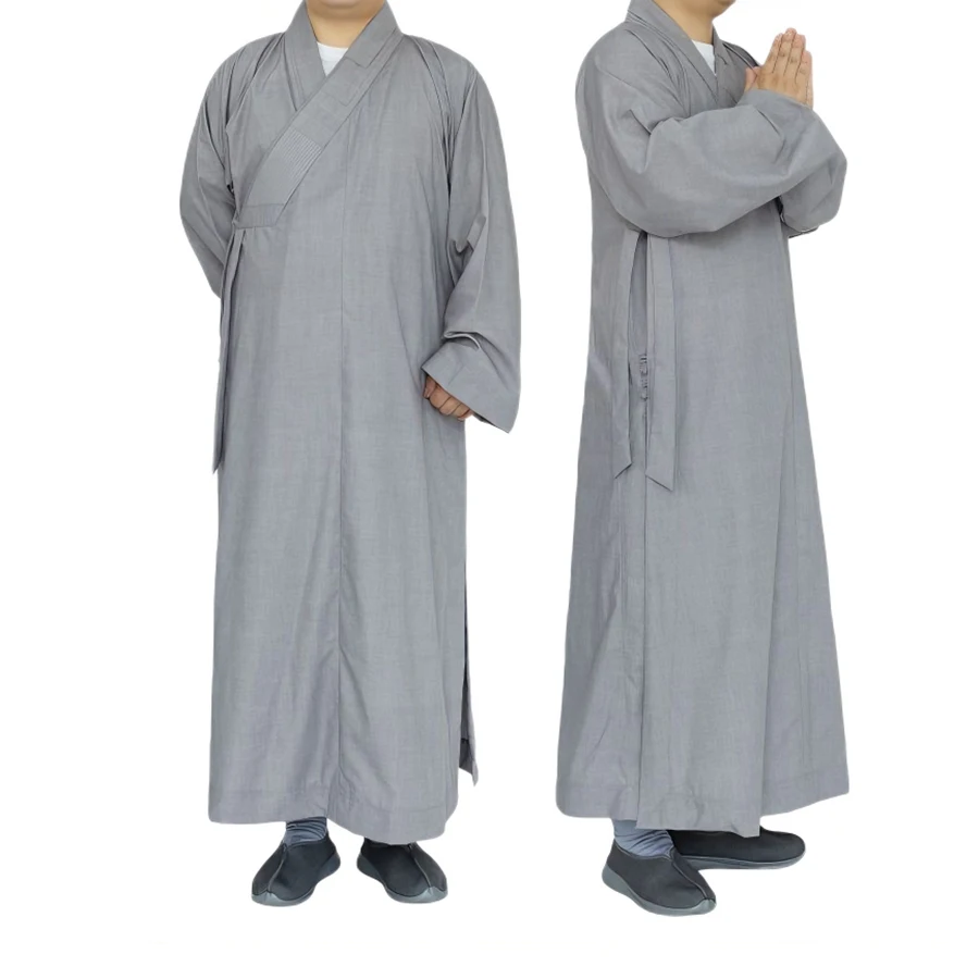 Breathable Buddhist Monk Robe Zen Meditation Gown Lay Practitioner Long Sleeve Dharma Clothes for Men Women