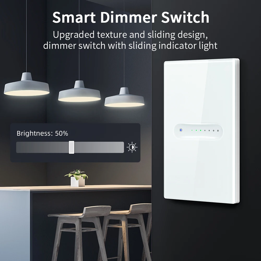 AVATTO Tuya WiFi/ZigBee 1/2 Gang Smart Dimmer Switch，Dimmer Light Switch Touch Panel APP Remote Control For Alexa Google Home