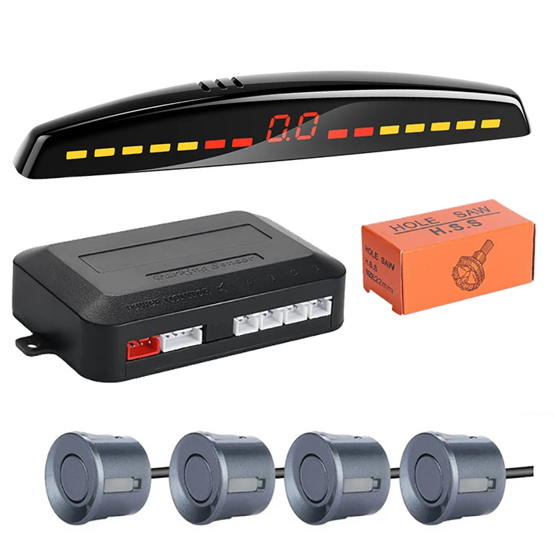 Risinglon-Kit de Sensor de estacionamiento LED para coche, sistema de detección de Monitor de respaldo, pantalla de Radar