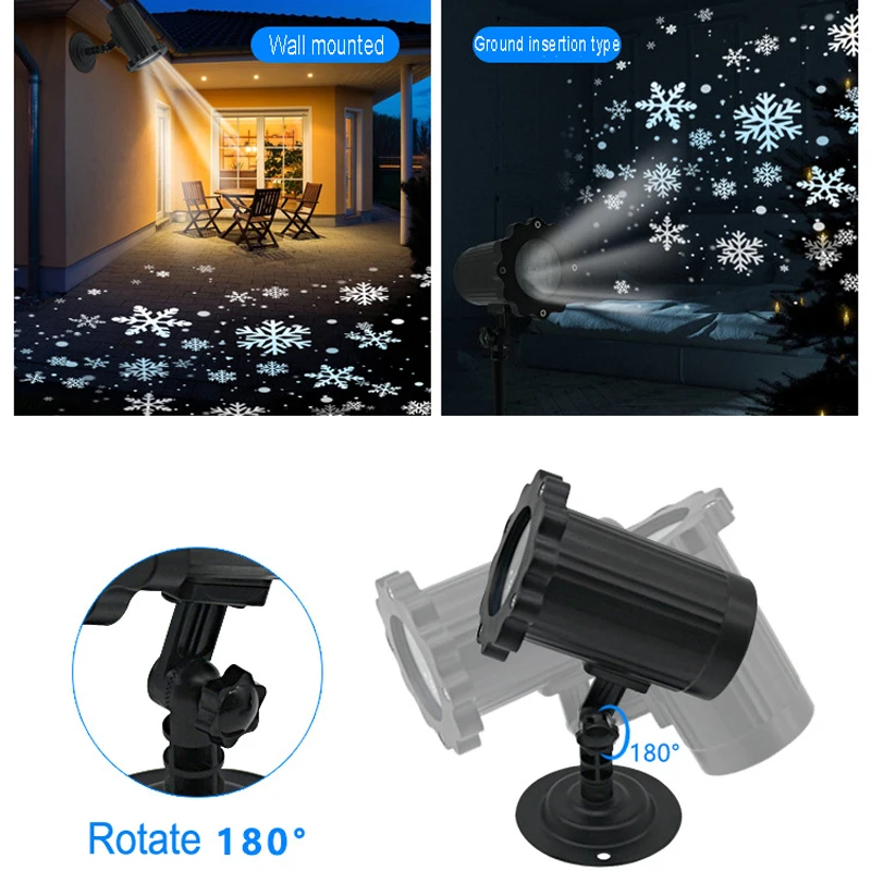 Christmas LED Snowflake Projection Light Rotating LED Laser Stage Light for Fairy Garden Holiday Party Christmas Decoration 2026