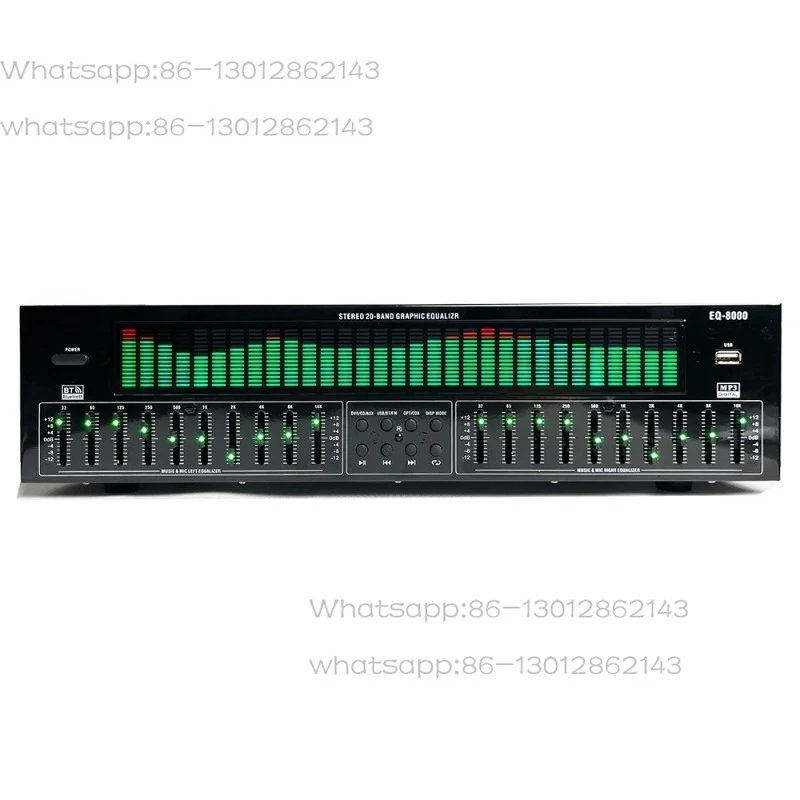Digital Audio Preamp with EQ Equalizer, Bluetooth U Disk Radio Player, Fiber Coaxial Digital Signal Decoder