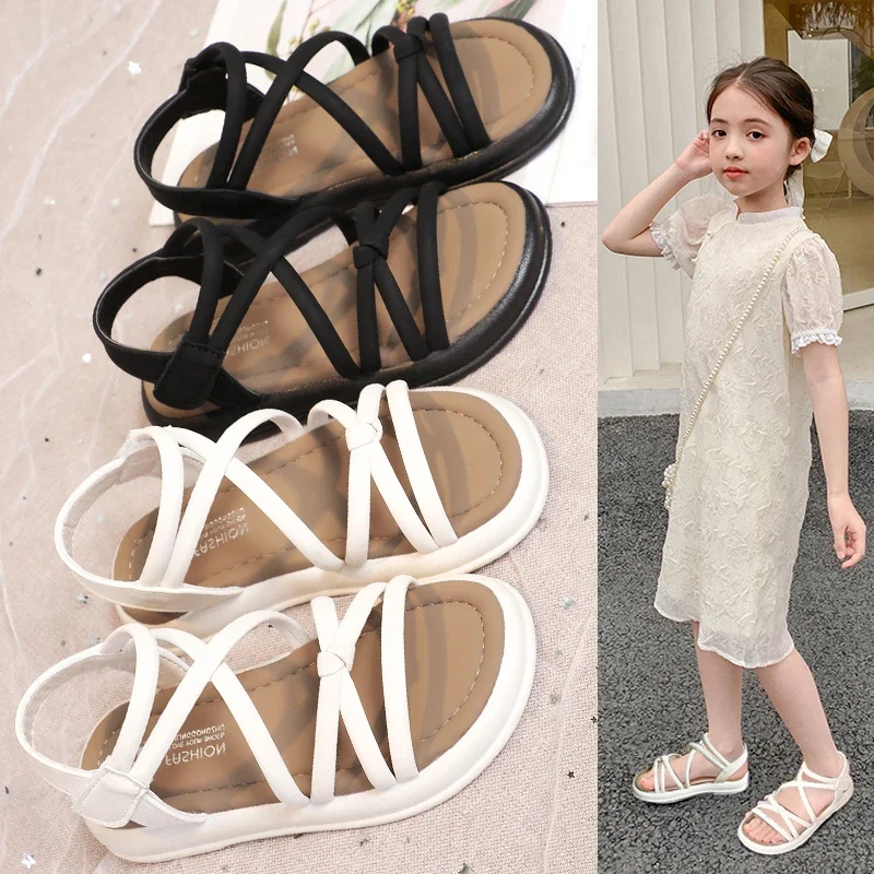 Children's shoes, girls' sandals, 2025 summer children's beach shoes, princess sweet gladiator sandals, exposed toe anti slip