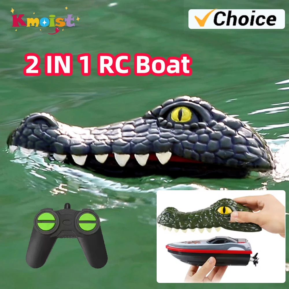 

RC Boat Shell Crocodile Head 2 in 1 Remote Control Boat Waterproof in Pools Racing Speedship Toys for Boys Kids Christmas Gifts