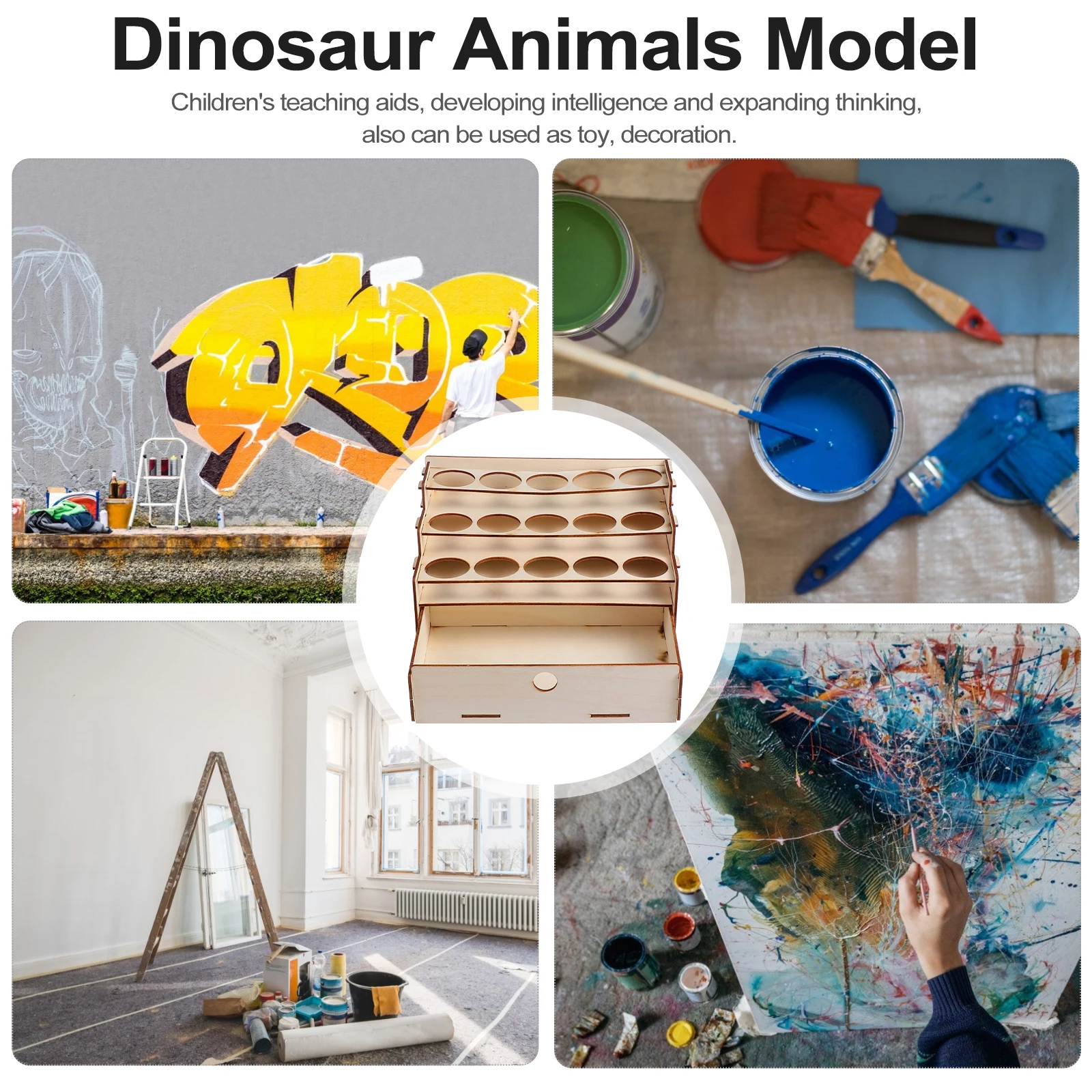 

Lightweight Sturdy Wooden Organizer Paint Tube Storage Rack Art Studio Configuration Kit Artist Brush Stand Holder