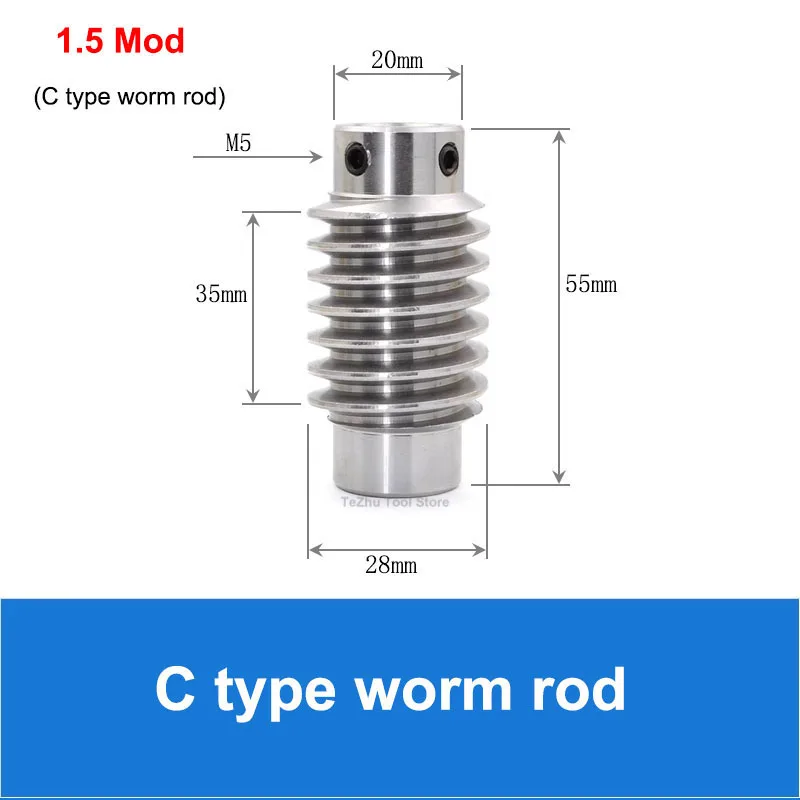 1Pcs 0.5 Mod/0.8 Mod/1 Mod/1.5 Mod Stainless Steel Worm Rod 0.5/0.8/1/1.5 Modulus A/B/C/L Type Worm Rod Bore 4/5/6/8/10mm