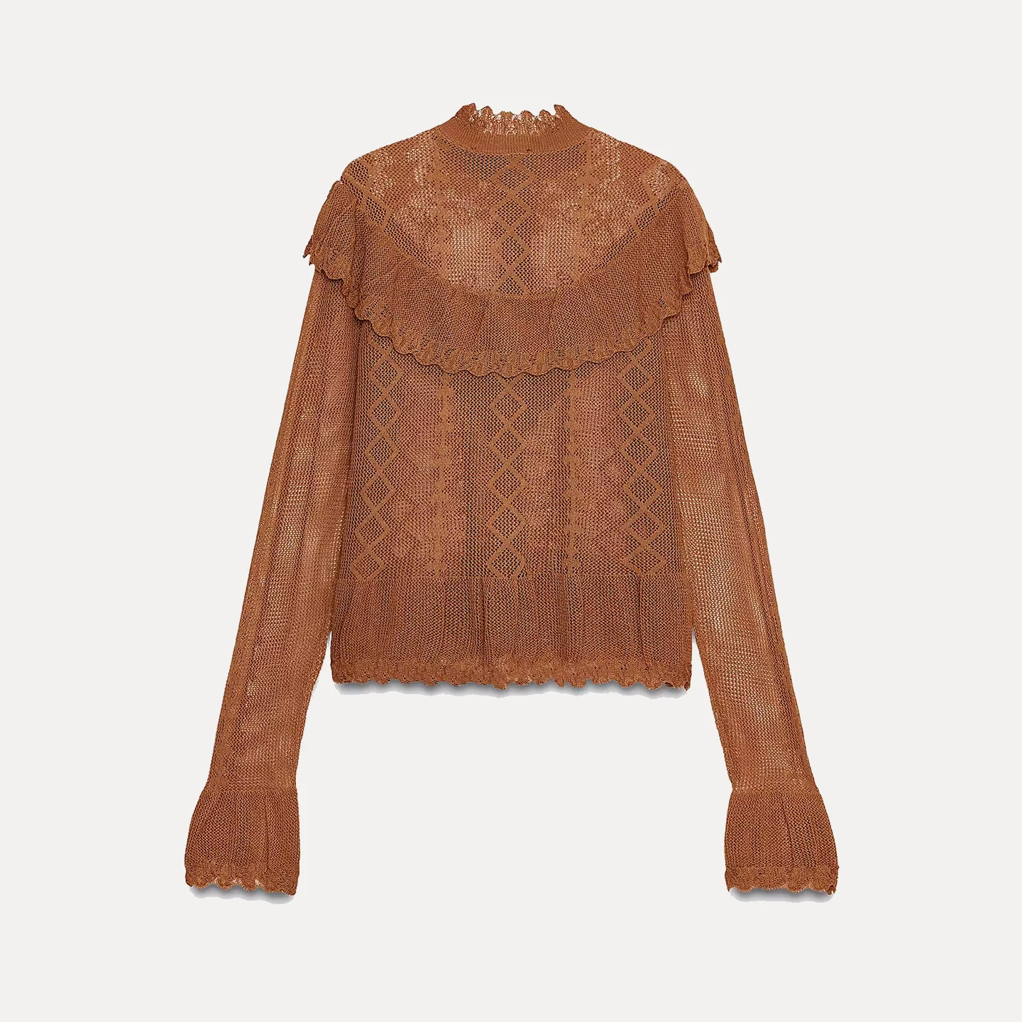 Jaket Rajut Kerah Tinggi Wanita Model Romantis, Potongan Stand Fit, Lengan Panjang, Kancing Depan, Musim Gugur 2025 Terbaru...