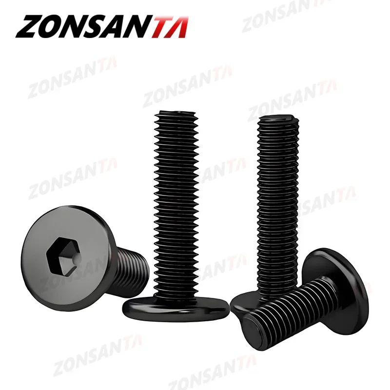 Black 304 Stainless Steel Allen Hexagon Ultrathin Head Bolt Hex Socket Ultra Thin Flat Wafer Head Screw M2 M2.5 M3 M4 M5 M6 M8