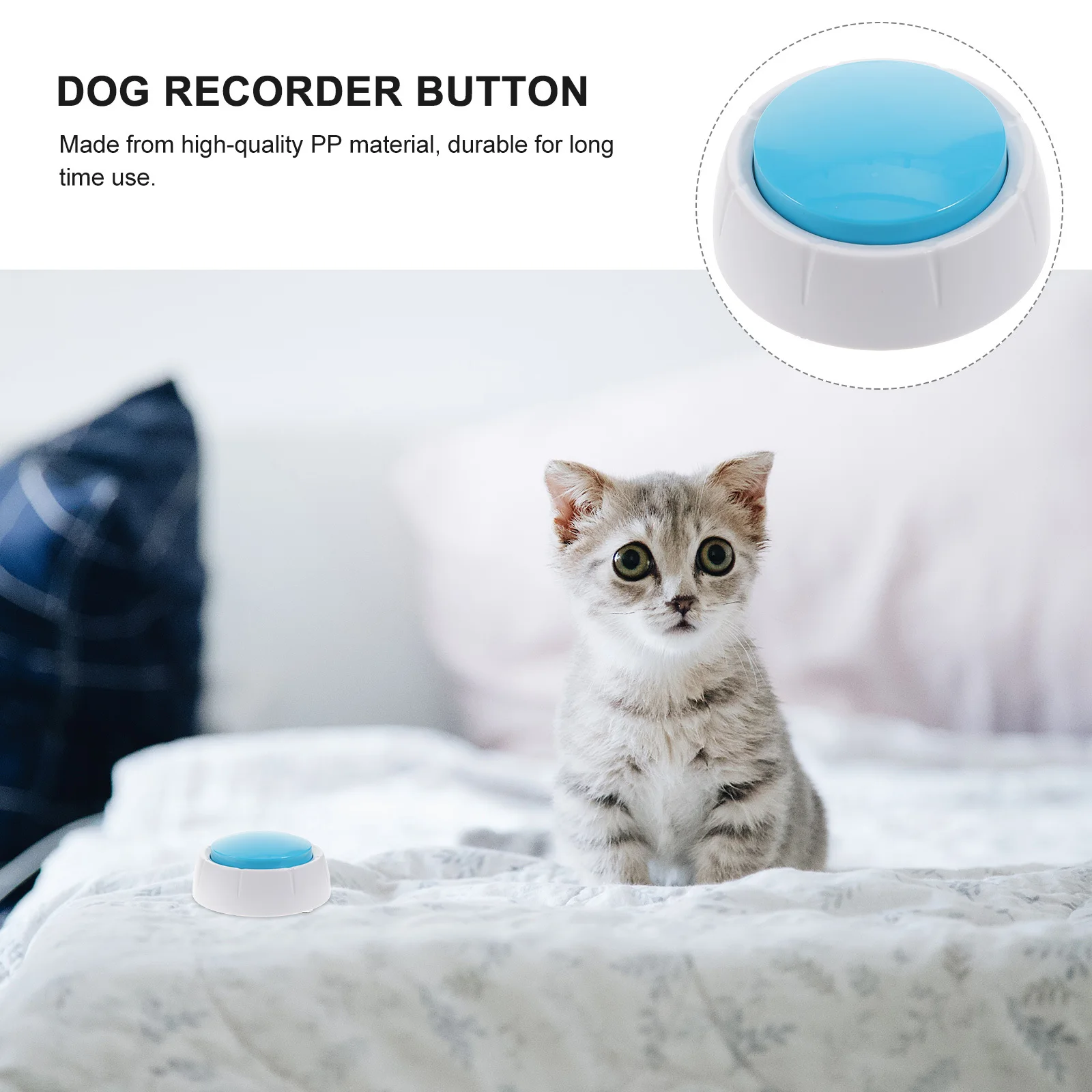 

Pet Voice Recording Button Realistic Sound Communication Device Interactive Dog Training Tool Recordable Button