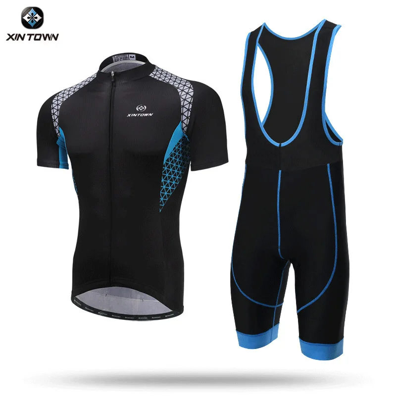 

XINTOWN Cycling suit short strap suit New summer short-sleeved strap suit men cycling clothes for men Bib shorts Bike jersey