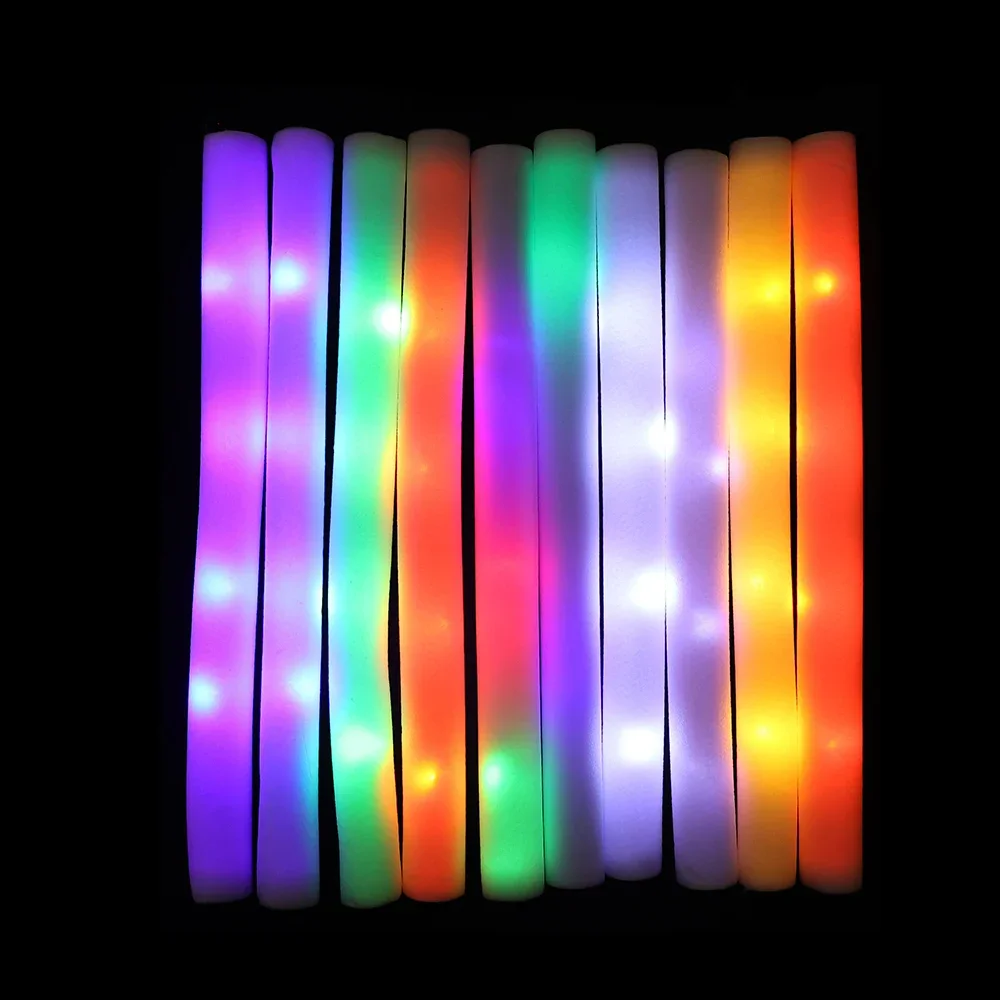 1/10Pcs LED Glow Sticks Colorful RGB Fluorescent Luminous Foam Stick Cheer Tube Glowing Light For Wedding Birthday Party Props