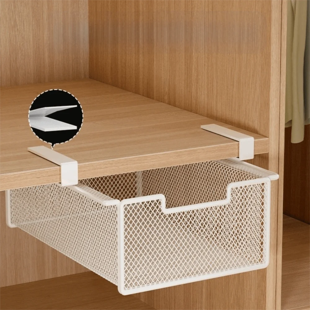 Large Capacity Underwear Storage Basket Under Shelf Under Cabinet Hanging Organizer Pure Color Basket Design