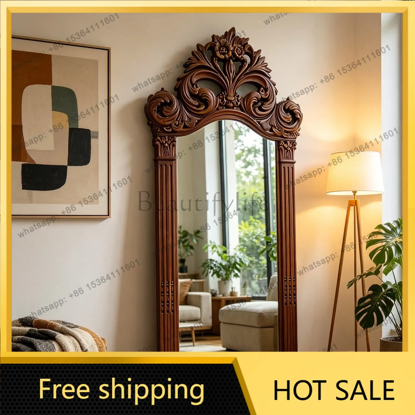 XX. French retro full-body mirror American luxury living room floor-to-ceiling mirror