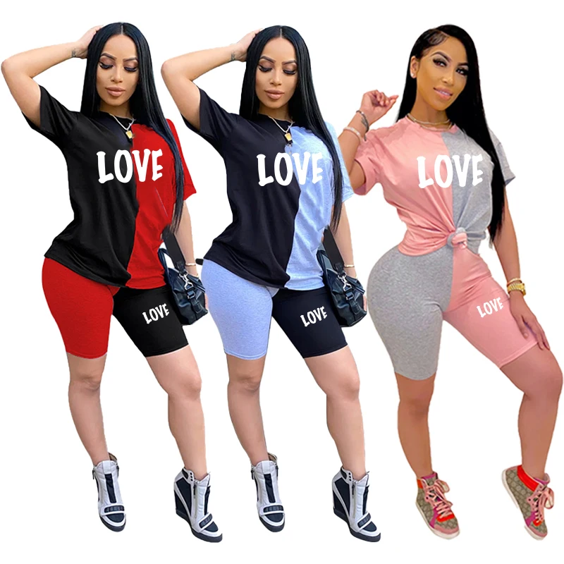 Women Tracksuit Summer T Shirts And Shorts Suit Letter Print Top Tees 2 Pieces Set Joggers Sport Outfit for Woman Matching Sets